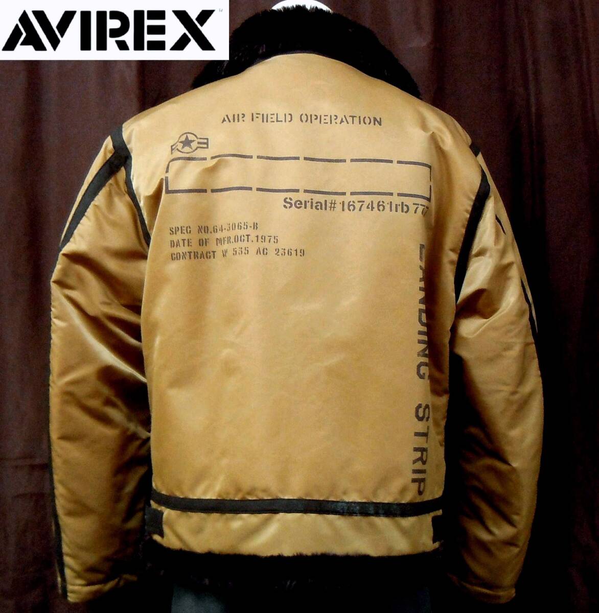 ★限定販売品 定価約3.8万円 AVIREX アヴィレックス パディング B-3 フライトジャケット カーキ メンズL★_画像2