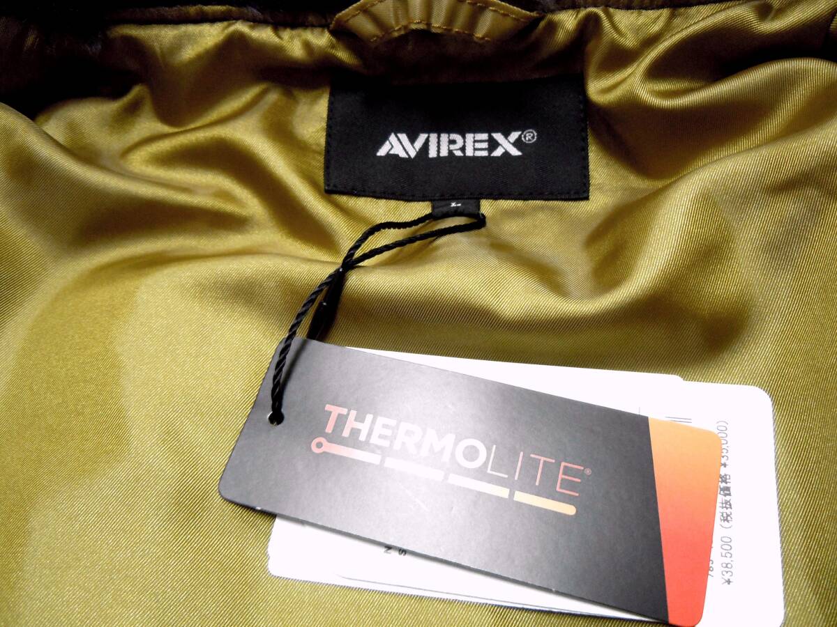 ★限定販売品 定価約3.8万円 AVIREX アヴィレックス パディング B-3 フライトジャケット カーキ メンズL★_画像6