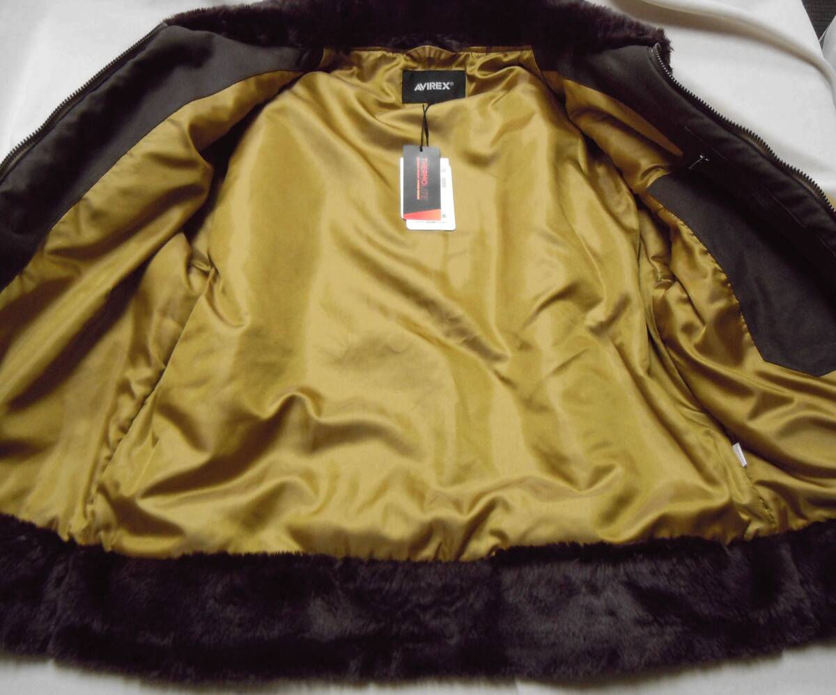 ★限定販売品 定価約3.8万円 AVIREX アヴィレックス パディング B-3 フライトジャケット カーキ メンズL★_画像3