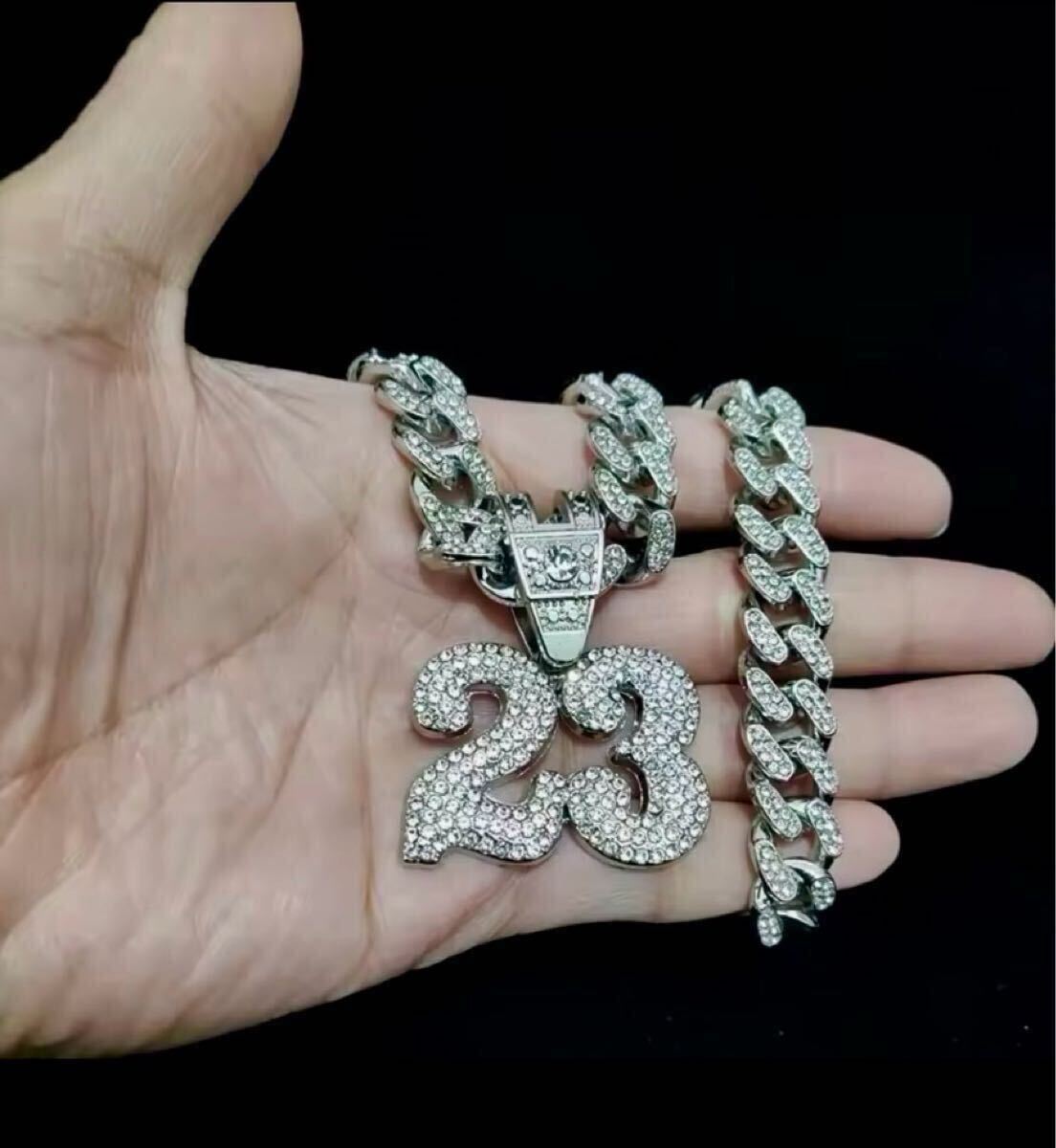 ジルコニア　ネックレス　バングル 太チェーン 喜平 ロック ミリタリー　ラッパー キュービック 重厚感 ギラギラ　890Z_画像4