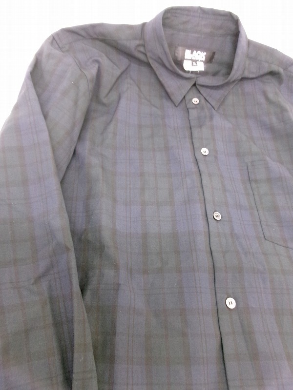 BLACK COMME des GARCONS ブラック コムデギャルソン 長袖チェックシャツ XL 1H-B027 AD2021ブラック Long sleeve check shirt_画像2