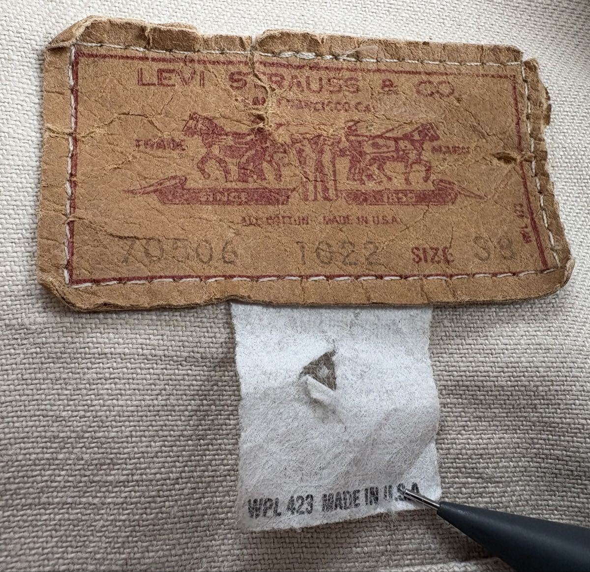 80's Levi's 70506-1022 USA製 ホワイトデニムジャケット 38_画像3