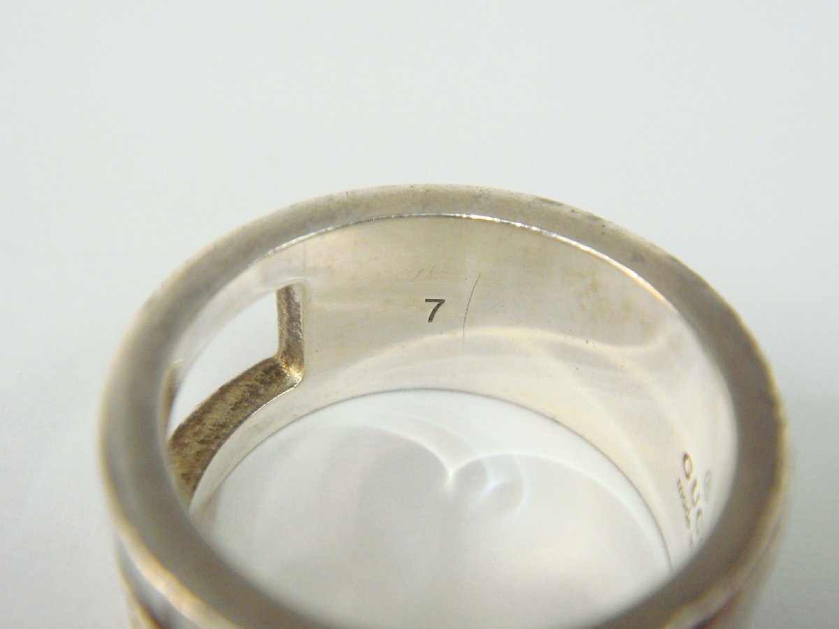 A383T【本物保証】 GUCCI グッチ ブランデッドG リング 指輪 Ag925 SV925 6号 表記サイズ7 (約)6.9g_画像7