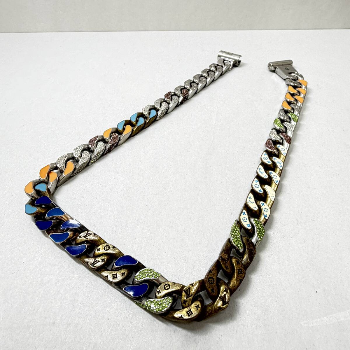 「レア商品」louis vuitton ルイ・ヴィトン 限定品 プリズム レインボー マイアミチェーン ネックレス M68260 LE0149_画像2