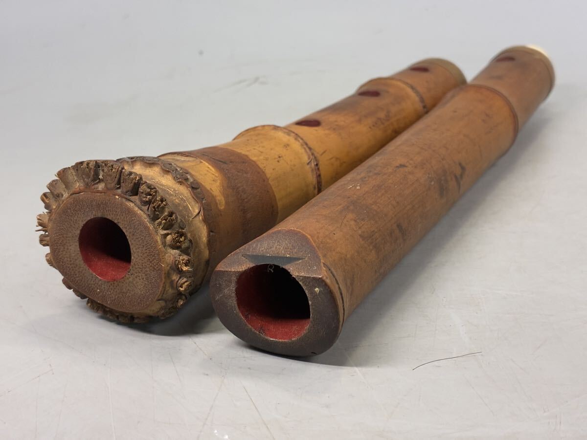 本時代 吉田晴風撰 菱雲 時代和楽器 竹製 竹笛 尺八 和楽器 琴古流 管楽器 内朱 長さ54㎝ 古美術品 _画像9