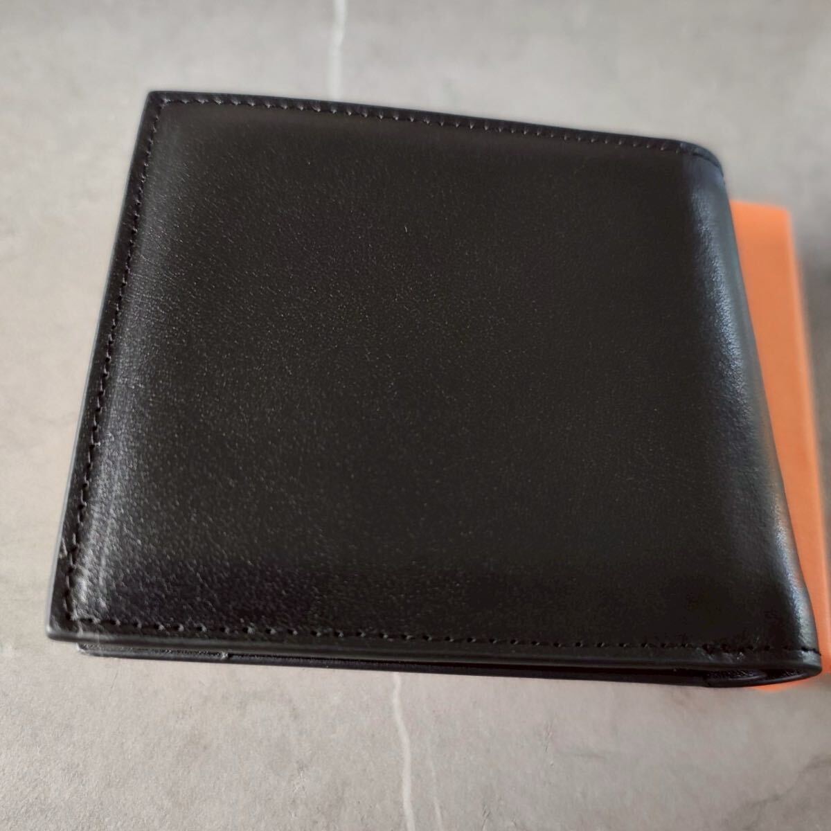 【二つ折り財布】メンズ 黒 ブラック スキミング防止 小銭入れ 本革 薄型 ギフト プレゼント 財布 小物 新品 箱付き カード収納 レザー_画像5