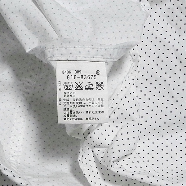 新品 タケオキクチ TKMIXPICE 長袖シャツ ドレスシャツ デザインシャツ ビジネス ワイシャツ ドット柄 白 / 紺 M 未使用_画像9