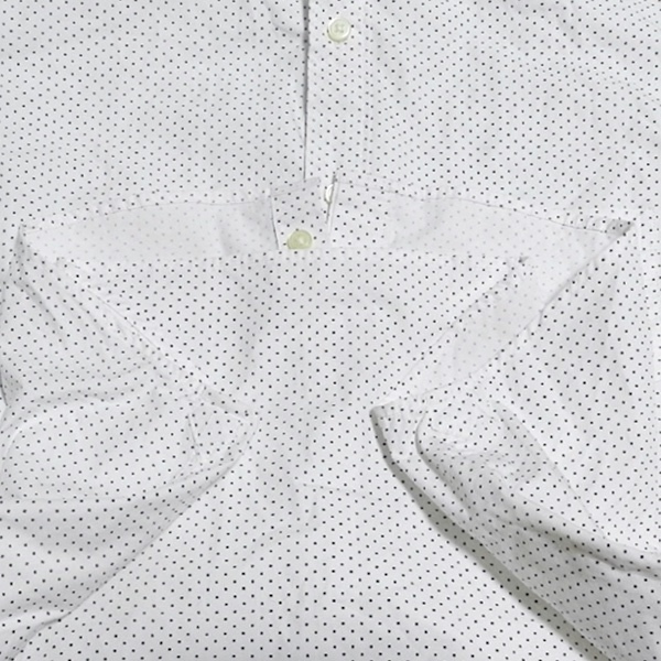 新品 タケオキクチ TKMIXPICE 長袖シャツ ドレスシャツ デザインシャツ ビジネス ワイシャツ ドット柄 白 / 紺 M 未使用_画像7