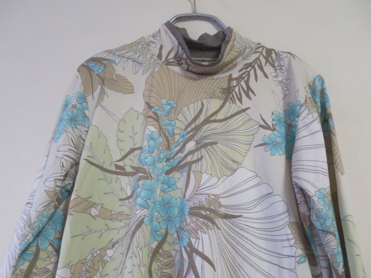 ボタニカル柄 ストレッチ ハイネックカットソー M~L_画像2