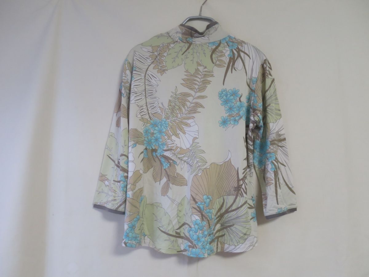 ボタニカル柄 ストレッチ ハイネックカットソー M~L_画像3