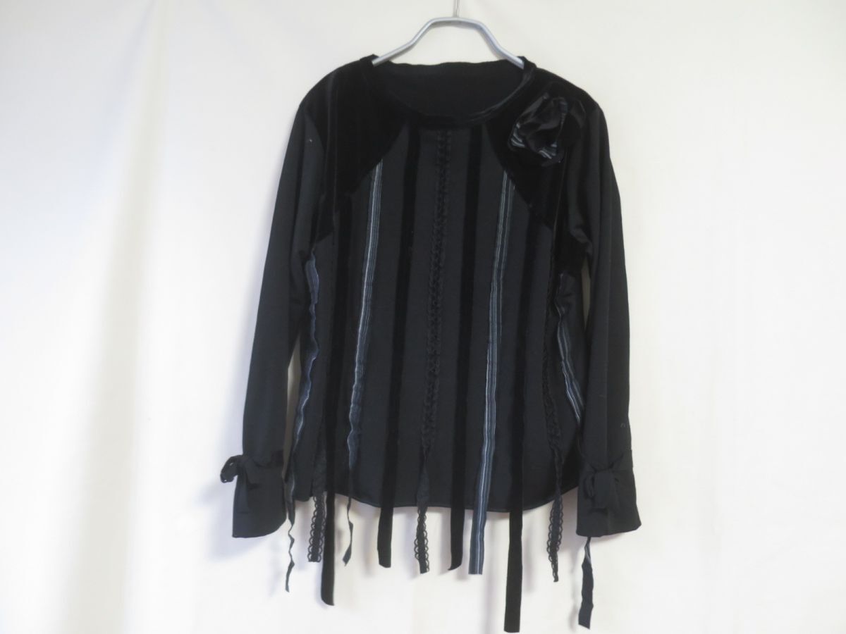 koibitomisaki ストレッチ素材　リボンカットソー黒M~L_画像1