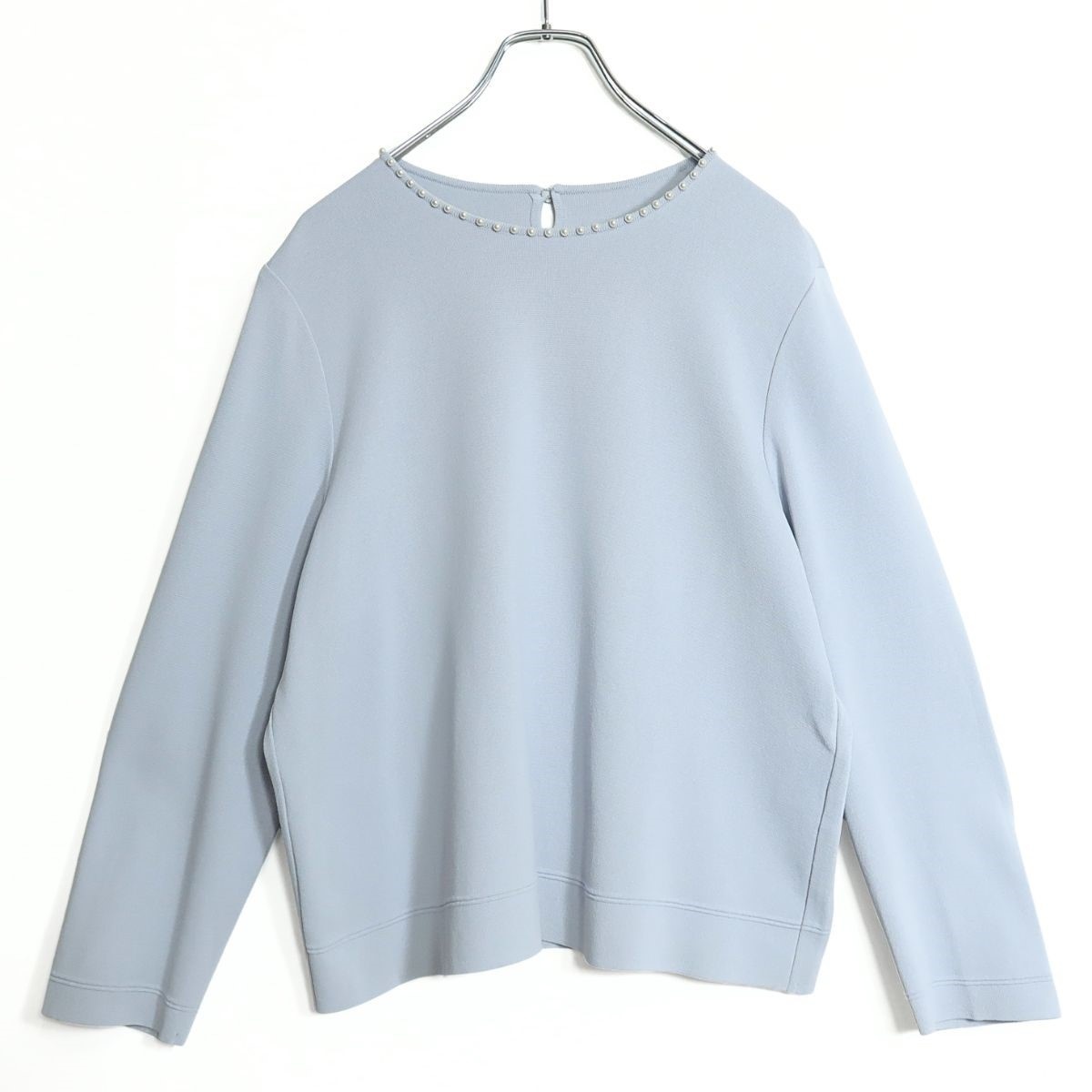 【美品】レリアン★パールビーズ付き♪プルオーバー 大きいサイズ17＋ 薄いグレー系 z15548_画像1