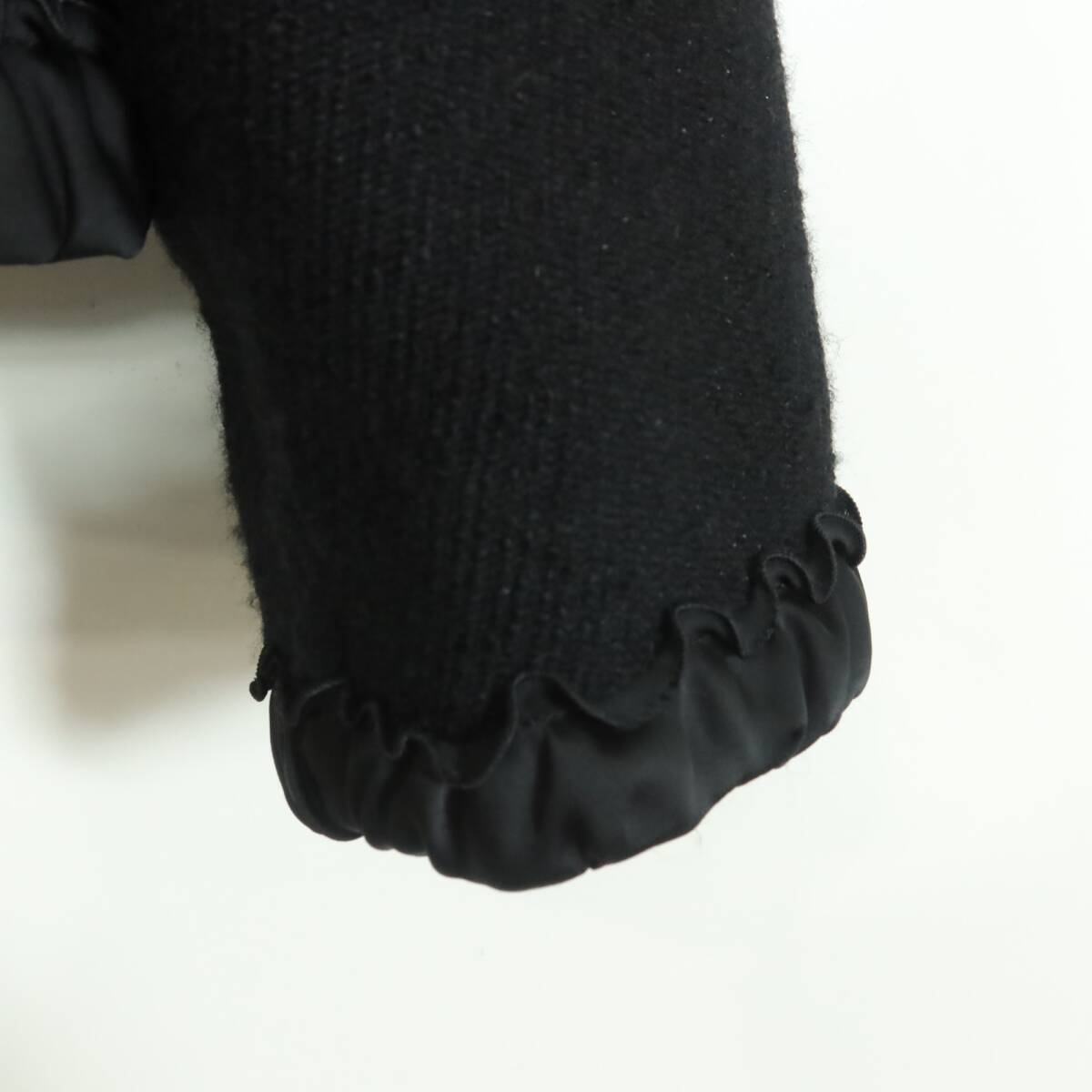 【美品】レリアン★大きいサイズ13＋ ノーカラージャケット 黒系 大人上品なフリルデザイン♪ウール混♪z15700_画像4