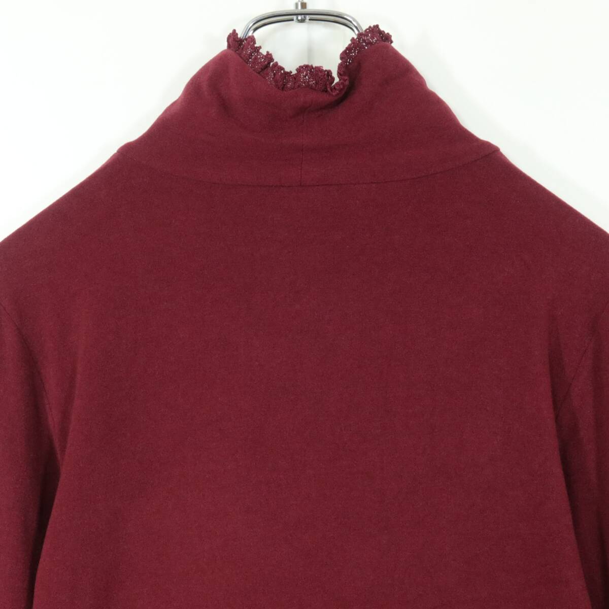 【美品】ピンクハウス★ハイネックカットソー サイズ3(M) ボルドー系 ニットレース付き♪無地 秋冬 z15789_画像6
