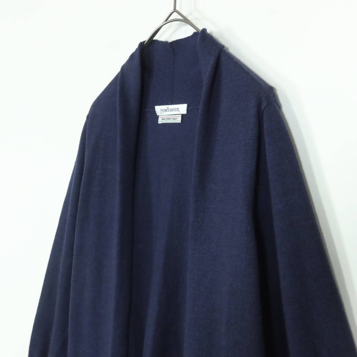 ニューヨーカー★シンプルシック♪ ボタンレスロングカーディガン サイズM 紺系 z15987_画像2