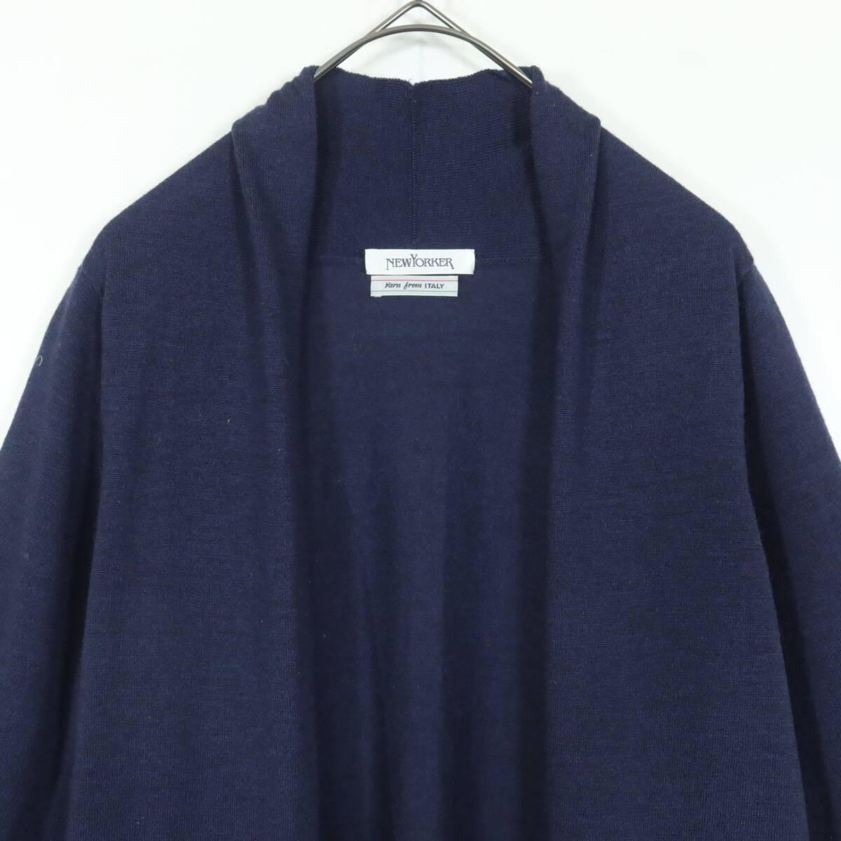 ニューヨーカー★シンプルシック♪ ボタンレスロングカーディガン サイズM 紺系 z15987_画像3