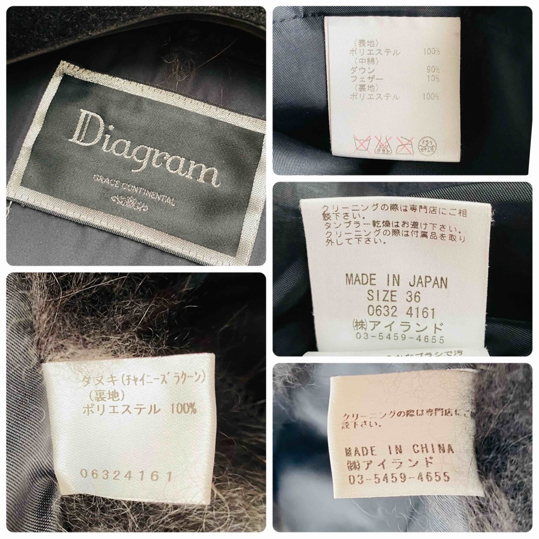 極美品 GRACE CONTINENTAL グレースコンチネンタル リアルファー チャイニーズラクーン ロング ダウンコート アウター 日本製 Diagram_画像10