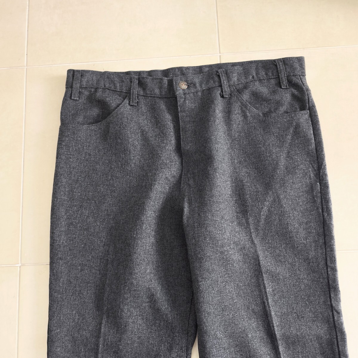 70s Levis　リーバイス　スタプレ　フレア　パンツ　スラックス　ブラックシャンブレー　SCOVILL　_画像2