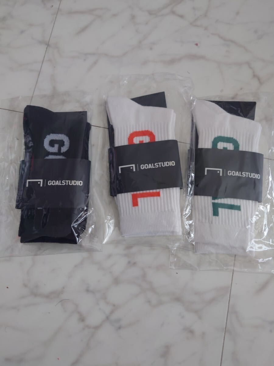 ゴールスタジオ　カジュアルクルーソックス　黒　緑オレンジ　Mサイズ　３点セット　サッカー_画像1