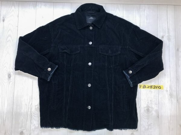 ZARA ザラ レディース コーディロイ カットオフ ビッグシルエット ジャケット 小さいサイズ XS 黒_画像1