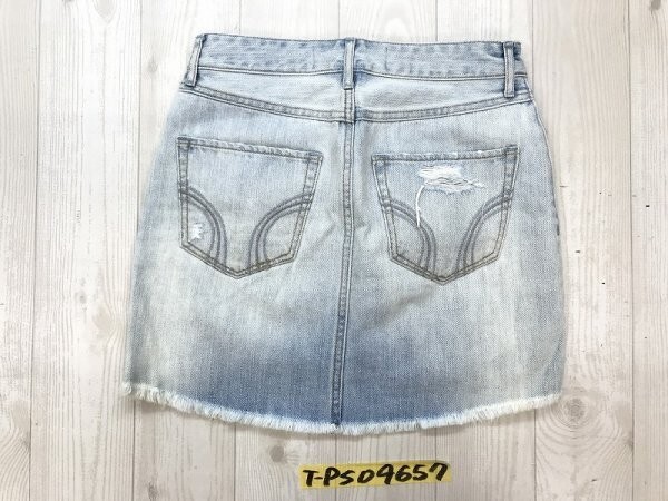 Hollister ホリスター レディース ダメージ カットオフ デニムスカート W26 青_画像3