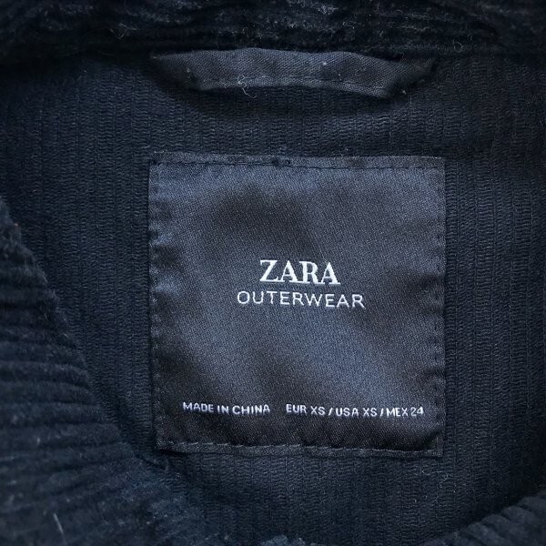 ZARA ザラ レディース コーディロイ カットオフ ビッグシルエット ジャケット 小さいサイズ XS 黒_画像3