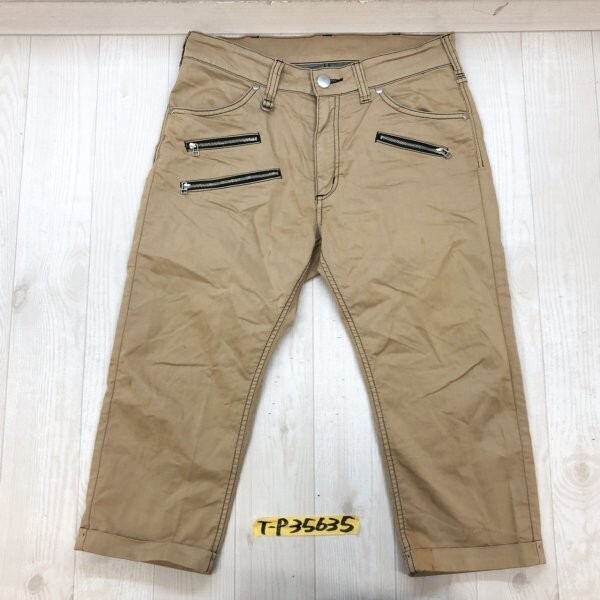 Wrangler ラングラー レディース ロールアップ クロップドパンツ 32 ダークベージュ_画像1