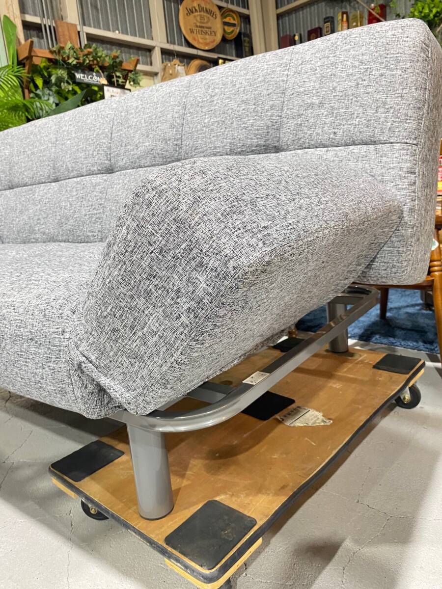 G14★ソファベッド★2人掛けソファ 布製 ファブリック W184cm ミックスグレー 肘置き・背もたれ 角度調整可 福島 郡山市★直接渡し歓迎★_画像5