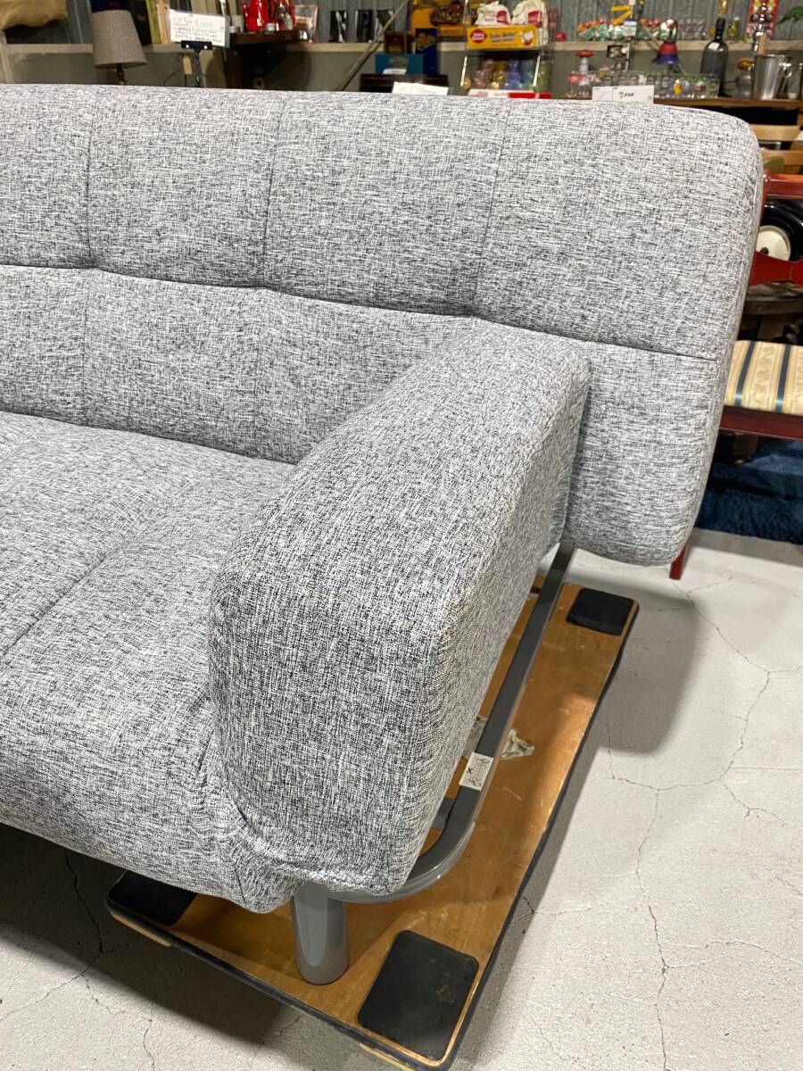 G14★ソファベッド★2人掛けソファ 布製 ファブリック W184cm ミックスグレー 肘置き・背もたれ 角度調整可 福島 郡山市★直接渡し歓迎★_画像6