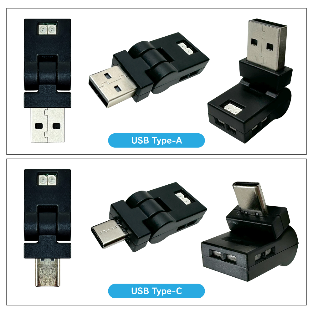 Type-A LEDライト 8色 LEDイルミネーションライト 車内 車載 USBライト 照射方向切替 首振り 2個セット_画像2