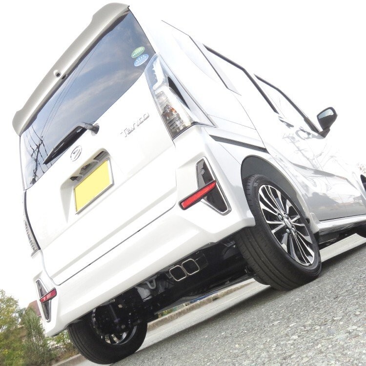 マフラーカッター 汎用 パーツ 2本出し 下向き デュアルマフラー スラッシュカット 軽自動車 アクセサリー_画像5