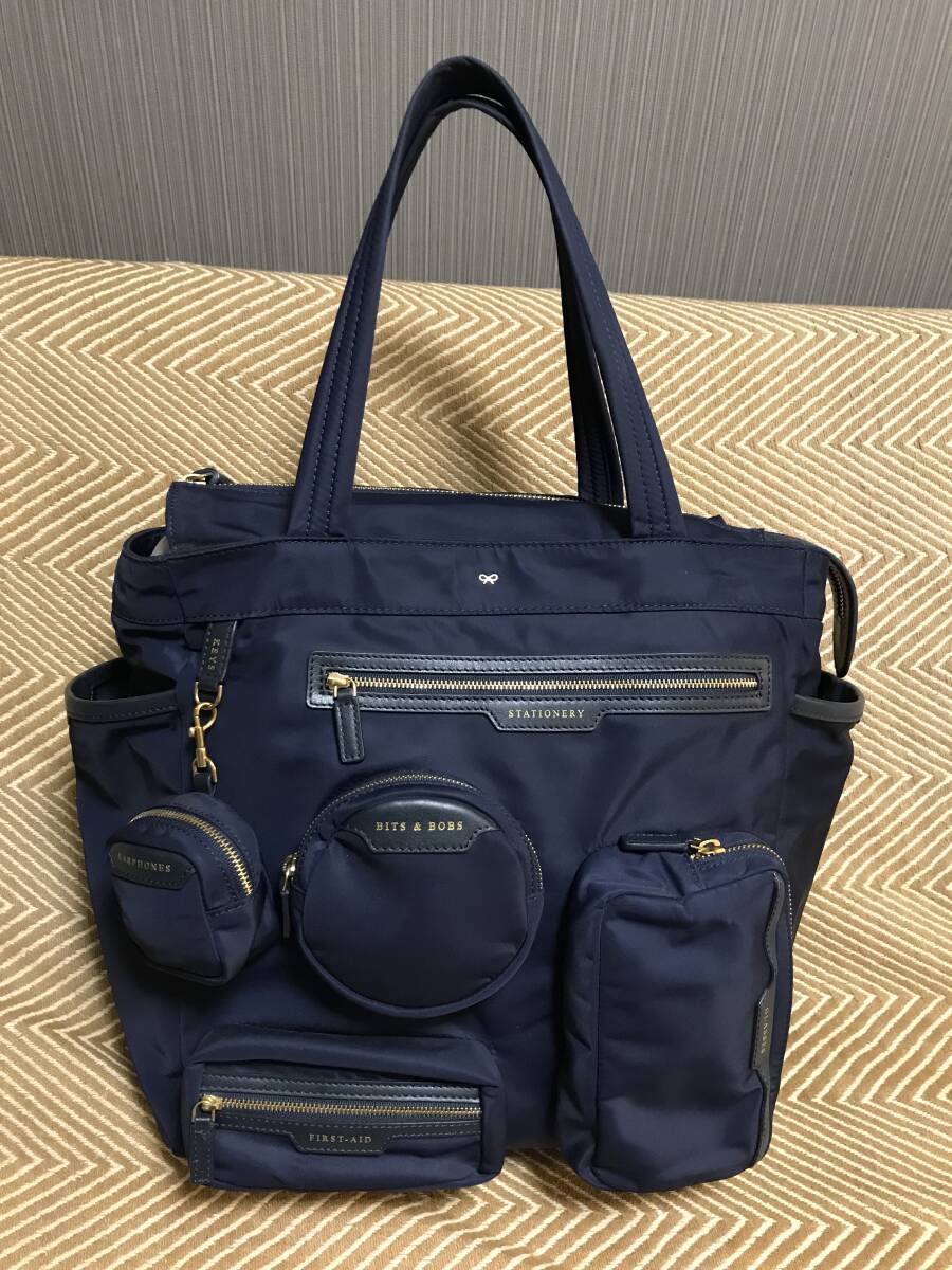 ANYA HINDMARCH アニヤハインドマーチ　コミュータートート　ネイビー_画像1
