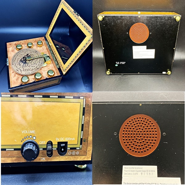 [ анимация есть редкость ] Mr. Рождество 6 bell музыкальная шкатулка диск 16 листов Mr. Christmas Grand Bell Grand bell из дерева Vintage редкость искривление 