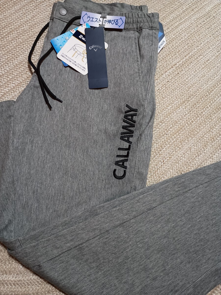 新品 未使用 Callaway キャロウェイ 8way ストレッチ パンツ 3L 90cm グレー ゴルフ メンズ ウェア 撥水 ウエストが伸びる 刺繍_画像1