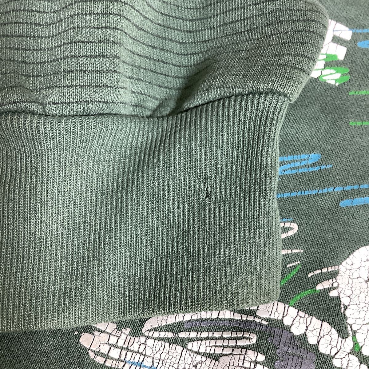 そ1748 USA製 JANSPORT ジャンスポーツ 90's ビンテージ スウェット トレーナー L グリーン製 カモ 鴨 THE GREAT OUTDOORS_画像5