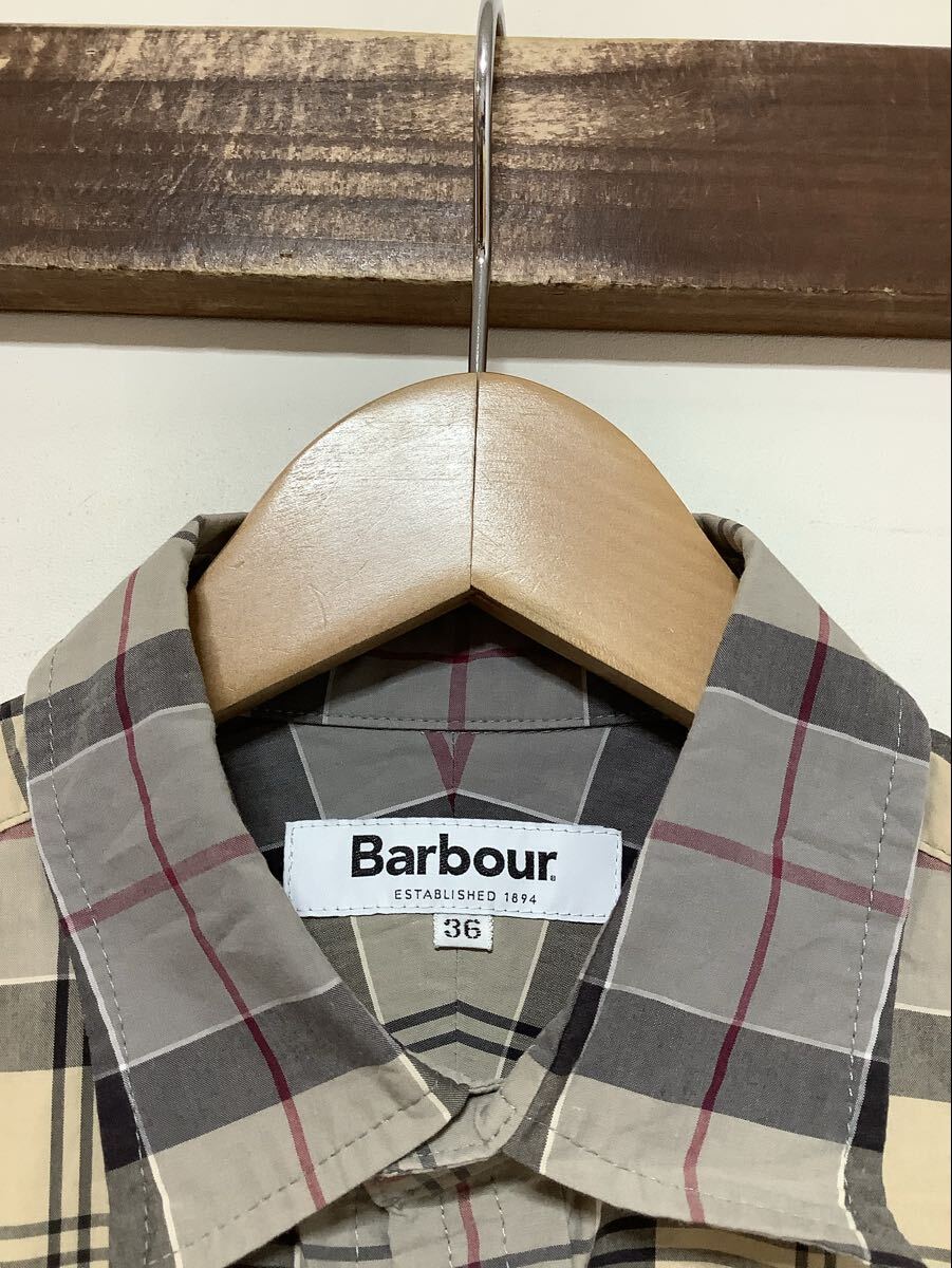 さ1758 Barbour バブアー チェック 長(zhǎng)袖シャツ 36 グレー/ベージュ 日本制 