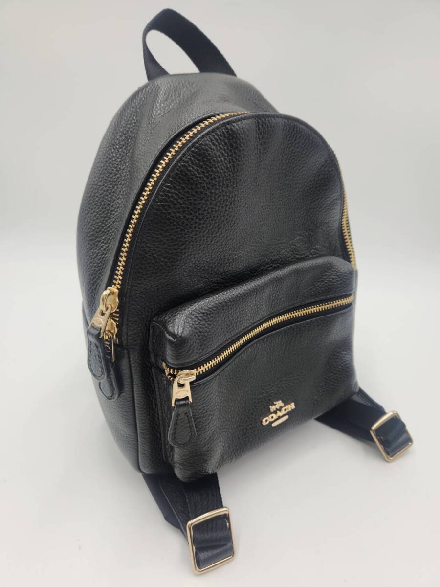 COACH コーチ F38263 ミニ リュックサック チャーリー デイパック バックパック レザー レディース ブラック系 黒 ブランド ファッション_画像2