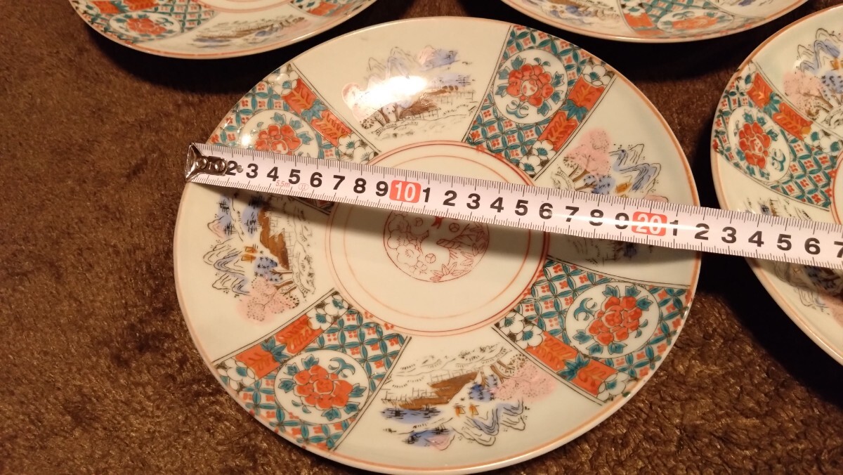 古伊万里　伊万里　色絵　華の図　中皿　菓子皿　蔵出し　５客_画像7
