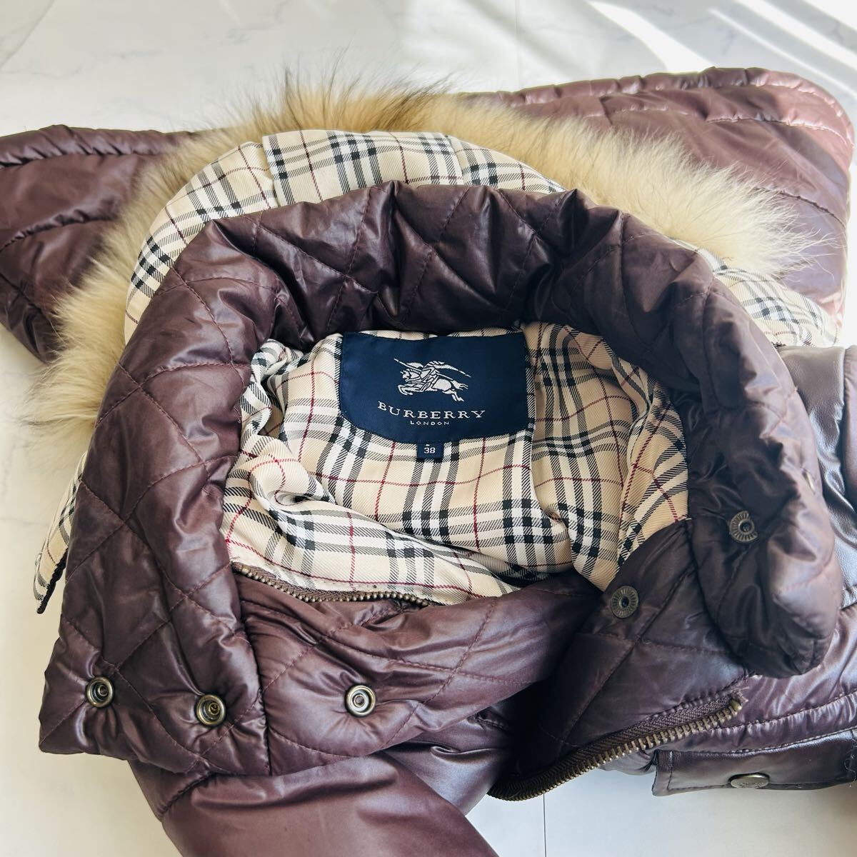 定番/美品◯ BURBERRY LONDON バーバリーロンドン メンズ ビジネス ダウンジャケット コート ブルゾン ノバチェック ワッペン 3way 刺繍_画像10