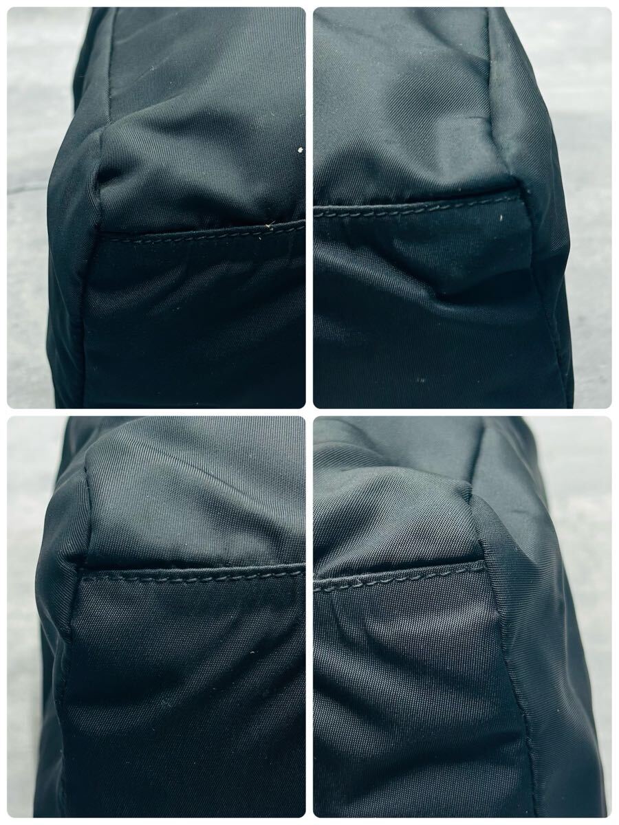 美品/大容量? PRADA プラダ メンズ ビジネス ハンドバッグ トート 三角ロゴ トライアングル プレート テスートナイロン ブラック 仕事 黒