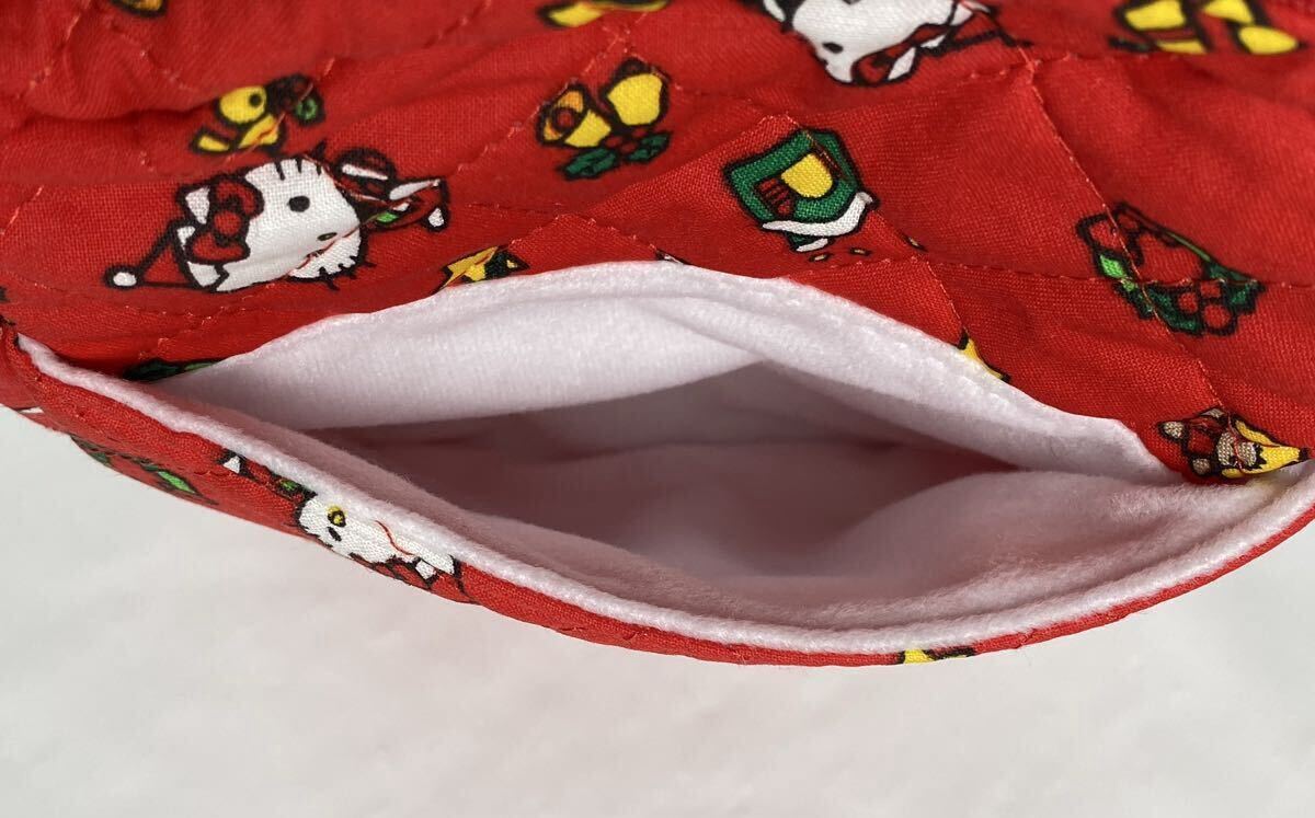 M 中古品/未使用】HELLO KITTY ハローキティ クリスマス柄 キルティング ポシェット 2点セット 送料無料 キティ レトロ バッグ 2001年_画像7