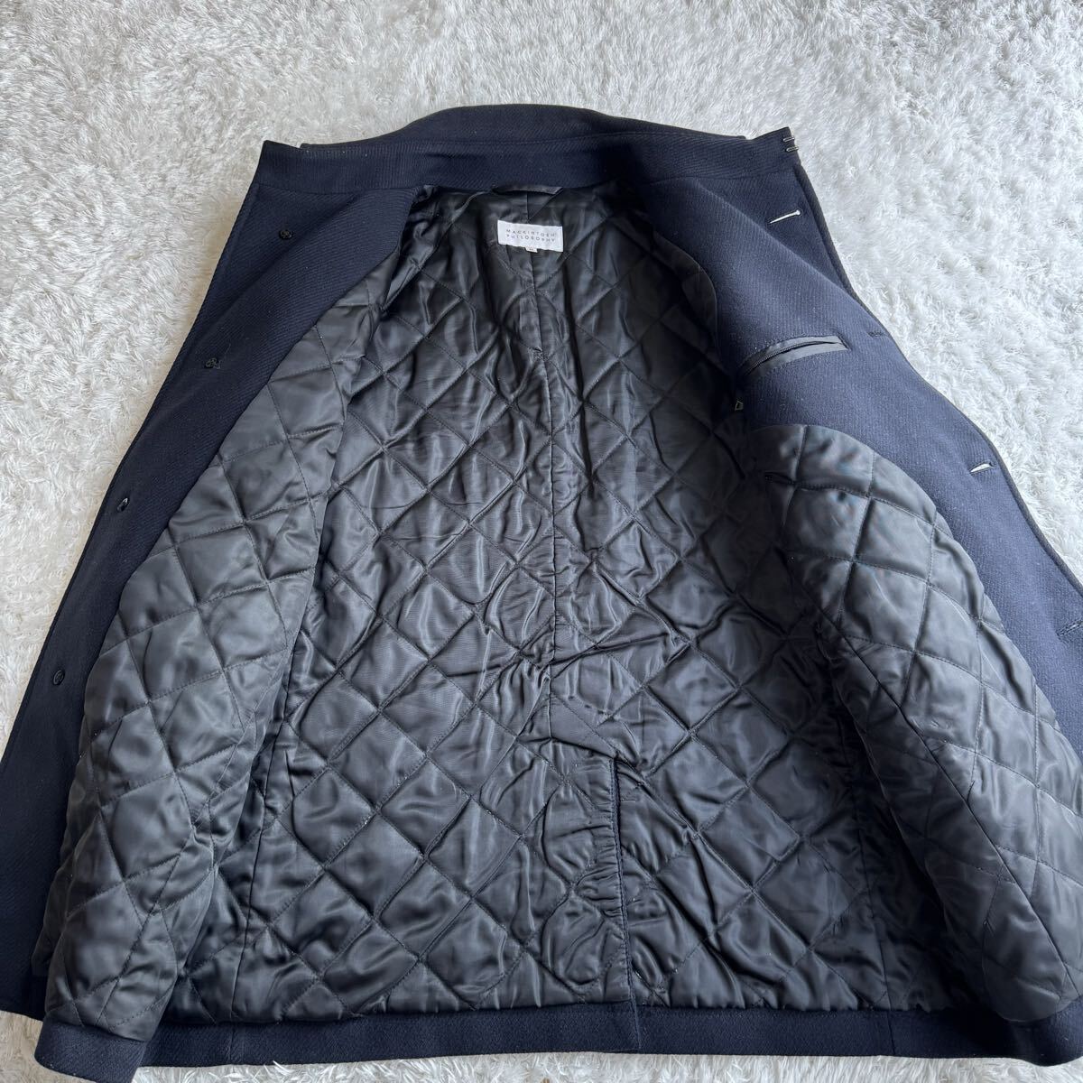 マッキントッシュ シングル Pコート 裏地 キルティング 中綿素材 ネイビー 36 S～Mサイズ相当_画像5