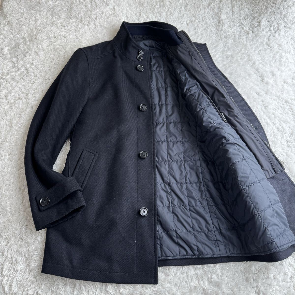ヒューゴボス ウール コート キルティング ネイビー44 M相当 HUGOBOSS_画像1