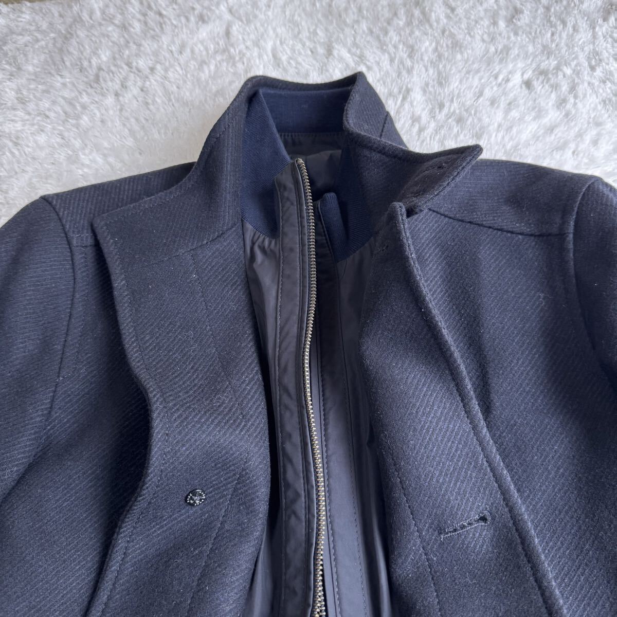 ヒューゴボス ウール コート キルティング ネイビー44 M相当 HUGOBOSS_画像9