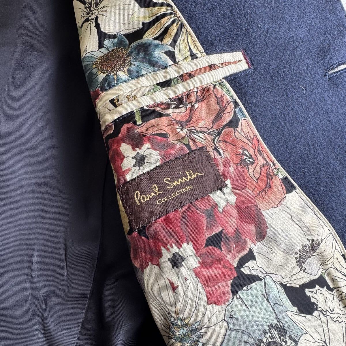 【ミンク使用】 ポールスミス コレクション カシミヤ ミンク ウール コート 裏地に花柄デザイン Lサイズ 美品_画像6