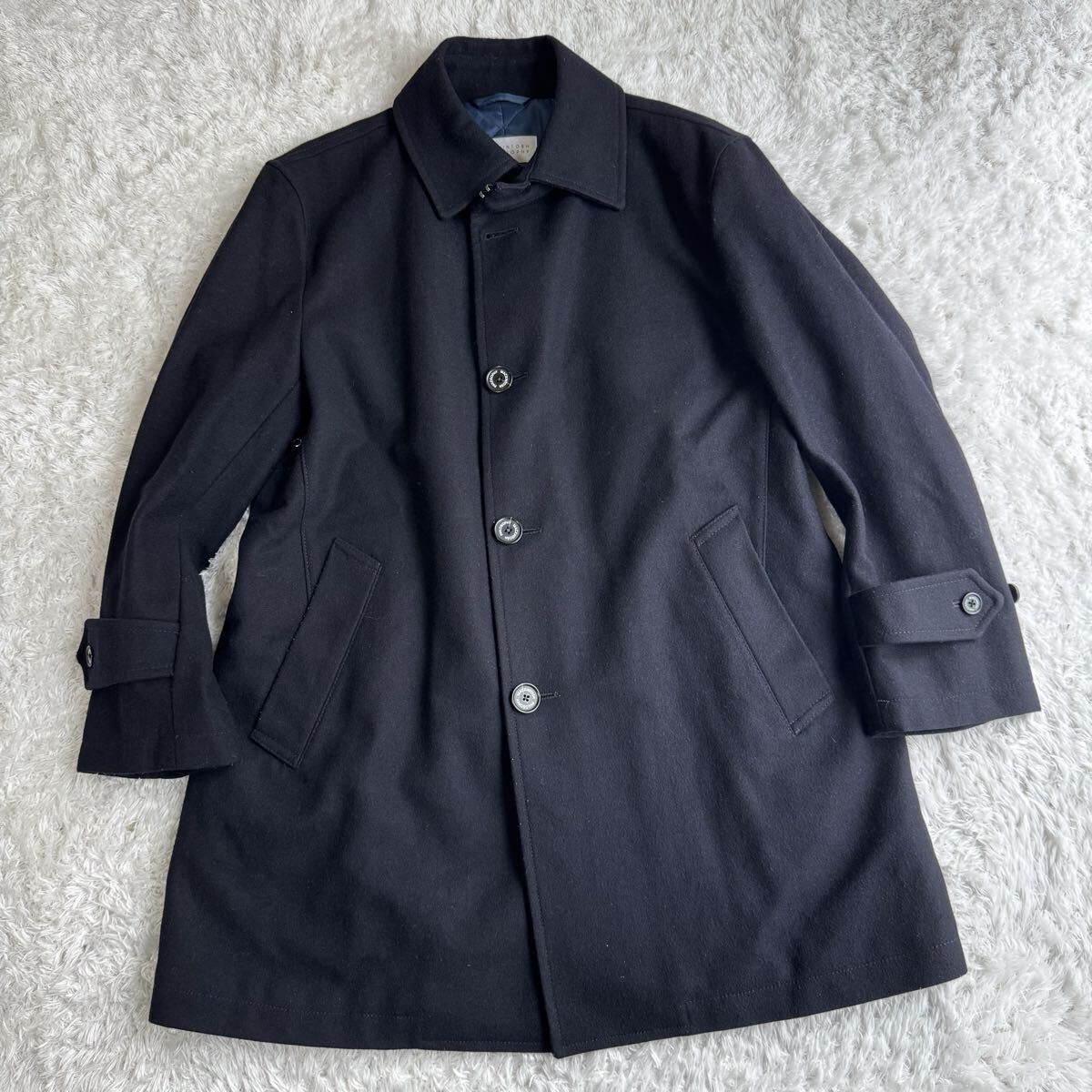 マッキントッシュ シングル コート 裏地 キルティング 中綿素材 ネイビー 40 M～Lサイズ相当_画像2