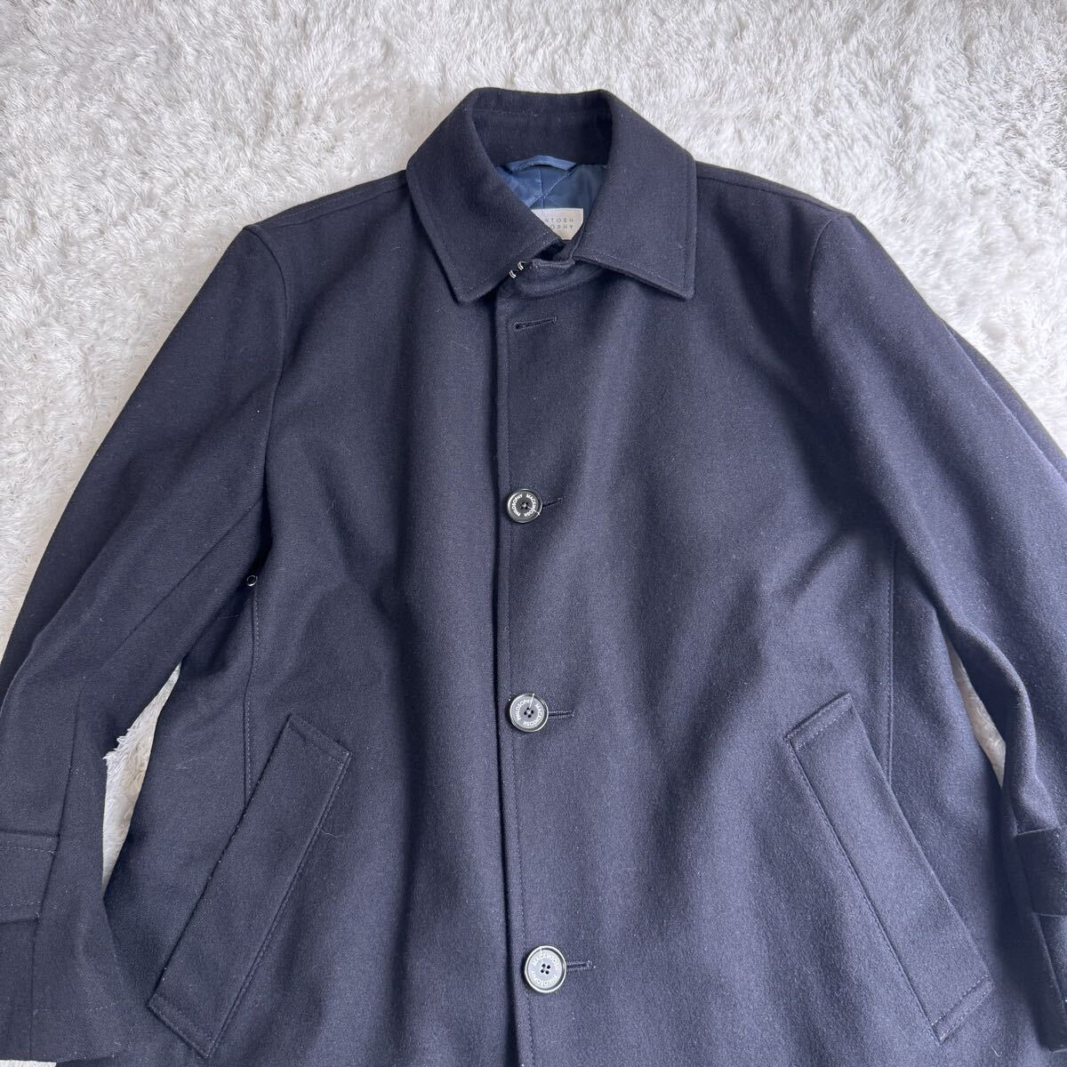 マッキントッシュ シングル コート 裏地 キルティング 中綿素材 ネイビー 40 M～Lサイズ相当_画像4