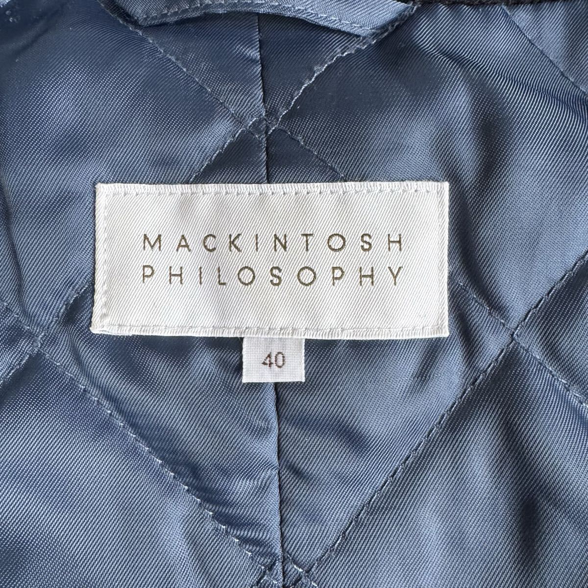 マッキントッシュ シングル コート 裏地 キルティング 中綿素材 ネイビー 40 M～Lサイズ相当_画像6