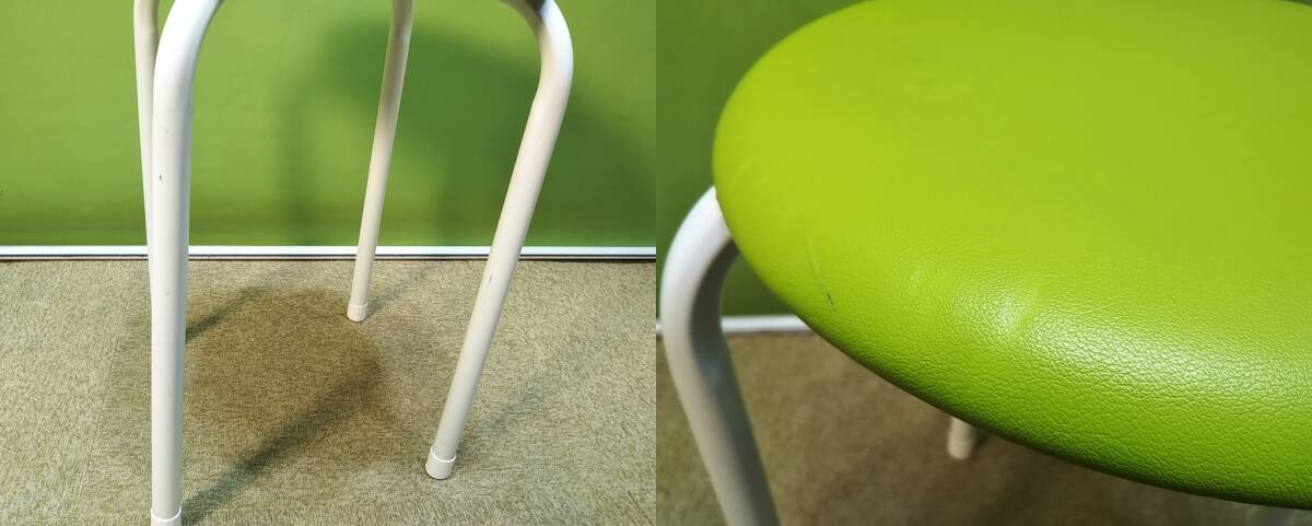 【送料別】【関東一部地域自社便配送可能】▼丸イス　スツール　AC-222　丸椅子▼中古▼グリーン▼A-1495_画像9