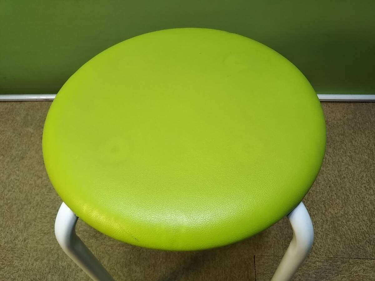 【送料別】【関東一部地域自社便配送可能】▼丸イス　スツール　AC-222　丸椅子▼中古▼グリーン▼A-1495_画像8